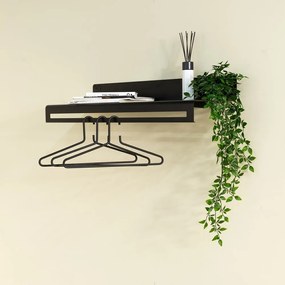 Fekete fém fali fogas polccal 78 cm Sway – Spinder Design