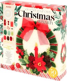 Kreatív készlet CHRISTMAS WREATH karácsonyi koszorú horgolásához