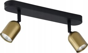 Mennyezeti lámpa fekete-arany 2xGU10 fém Dupla falra szerelhető spotlámpa