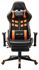 fekete és narancssárga műbőr gamer szék lábtámasszal