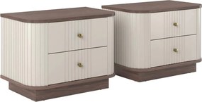 Vesper éjjeliszekrény készlet 2 db-os 56 cm - kasmír / dió / arany fogantyúk