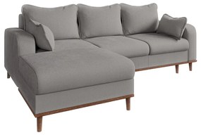 Világosszürke kordbársony sarokkanapé (bal oldali) Beata – Ropez