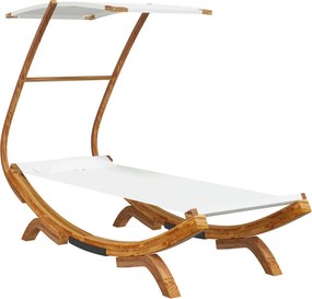 vidaXL kültéri krém baldachinos hajlított fa nyugágy 100x190x134 cm