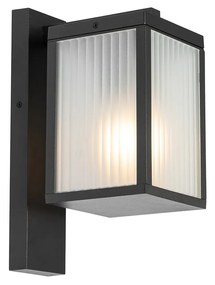 Kültéri fali lámpa fekete bordás üveggel IP44 - Charlois