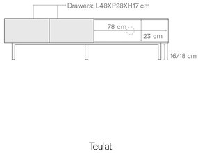 Fehér-natúr színű TV-állvány tölgyfa dekorral 180x45 cm Arista – Teulat