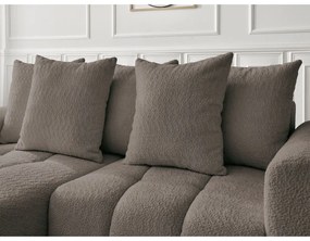 Barna buklé kinyitható-tárolóhelyes sarokkanapé (bal oldali-heverő résszel) Roxelane – Bobochic Paris