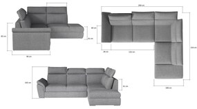 LORETO ágyazható sarok ülőgarnitúra, 260x102x210, berlin 03/soft 66, balos