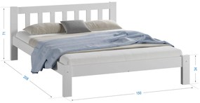 Fenyő ágy 140x200 Alena fehér
