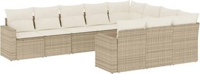 vidaXL 10 részes bézs polyrattan kerti ülőgarnitúra párnával