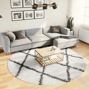 krém és fekete hosszú szálú bozontos modern szőnyeg Ø 240 cm
