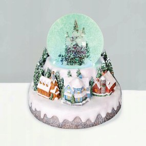 Aca Lighting karácsonyi dekoráció Led Rgb falu hógömbbel zenével 23