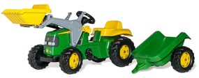 Pedálos traktor rakodóval és pótkocsival Rolly Kid John Deere zöld