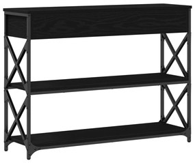 Konzoltábla Fekete Tölgy 100x28x75 cm Mérnöki Fa és Acél