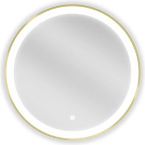 Mexen Esso megvilágított fürdőszobai tükör, kerek 60 cm, LED 6000K, páramentes, arany keret - 9825-060-060-611-50