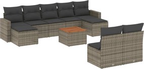 vidaXL 10 részes szürke polyrattan kerti ülőgarnitúra párnákkal