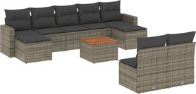 vidaXL 10 részes szürke polyrattan kerti ülőgarnitúra párnákkal