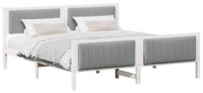 Ágykeret Fehér és világosszürke 180 x 200 cm Tömör fenyőfa