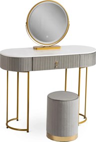 SARAH fésülködőasztal, szürke/arany