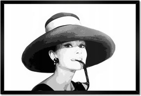 Poszterek keretben 60x40 Hepburn kalapban