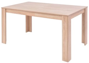 5 részes, krémszínű műbőr és tölgyfa étkezőgarnitúra