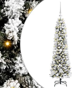 vidaXL Mű karácsonyfa 150 LED-del Fehér 120 cm PVC és Fém és Műanyag