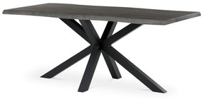 Masă de sufragerie, 180x90x75 cm, blat MDF, decor stejar gri, picioare metalice in forma de stea