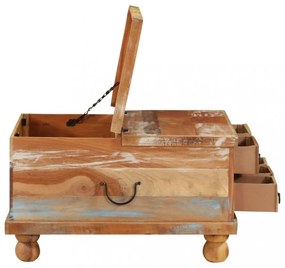 újrahasznosított fa dohányzóasztal 70 x 70 x 38 cm