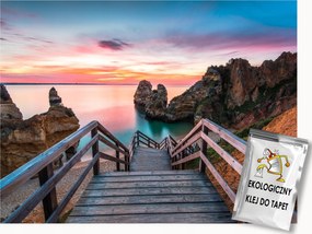 Fotótapéta Flizelina Tájkép Tenger Tengerpart Sziklák Lépcsők Nap 300x210 ragasztó