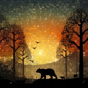 Poszter 20x20cm Nyugat a vadregényes erdőben