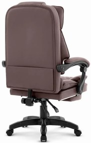 HC-1031 ergonomikus irodai szék öko-bőrből, lábtartóval - barna színben