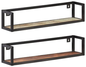 2 db tömör újrahasznosított fa fali polc 80 cm