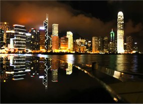 Flizelin fotótapéta Éjszakai város Felhőkarcolók panoráma 200x140 +ragasztó