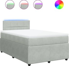 vidaXL világosszürke bársony rugós ágy matraccal 120 x 190 cm