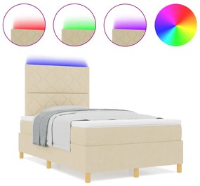 Box Spring Ágy Matraccal és LED Krém 120x190 cm Szövet
