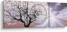 Piros fa kép (órával) (90x30 cm)