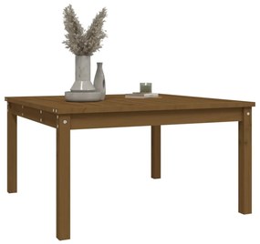 mézbarna tömör fenyőfa kerti asztal 82,5x82,5x45 cm