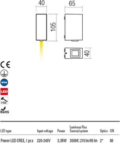 REDO 90417 ACE Modern Kültéri Fali Lámpa LED IP54
