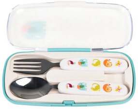 Krémszínű rozsdamentes acél gyerek evőeszköz 2 db-os Wild Wonders – Rex London