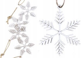 Fából Készült Bombák Hópehely fehér 5 db 20cm Limbs