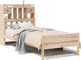 vidaXL tömör fenyőfa könyvespolcos ágy matrac nélkül 100 x 200 cm
