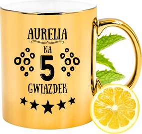 Prémium Arany Csillogó Bögre Auréliának Ajándék Nyomtatott Fotóval