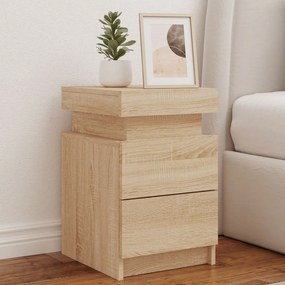 2 db sonoma tölgy színű éjjeliszekrény LED-del 35 x 39 x 55 cm
