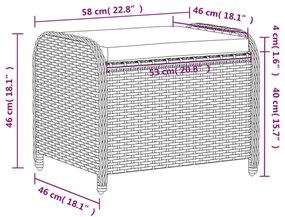 szürke polyrattan kerti szék párnával 58 x 46 x 46 cm