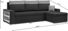 PAVEL Kinyitható sarokkanapé Szürke/krém