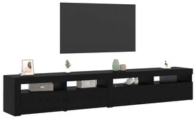 TV szekrények 2 db LED lámpával fekete tölgy szerelt fából