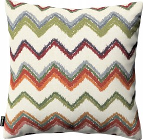 Párnahuzat 50x50 piros-zöld cikk-cakk mintás, krémszínű