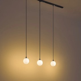 Modern fekete sínrendszer 3 fehér függőlámpával, 1 fázisú - Iconic Perle