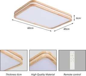 BRILAGI - LED dimmelhető lámpatest MOLINA SQUARE LED/54W/230V tölgy 60x40 cm + távirányító