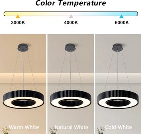 Brilagi - dimmelhető LUMIX LED csillár, 48W, 230V, 3000-6000K, fekete, Ø 50 cm + távirányítóval
