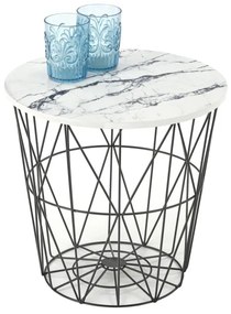 Kávésasztal HARISSA 41x42 cm fekete/fehér márvány dekoráció